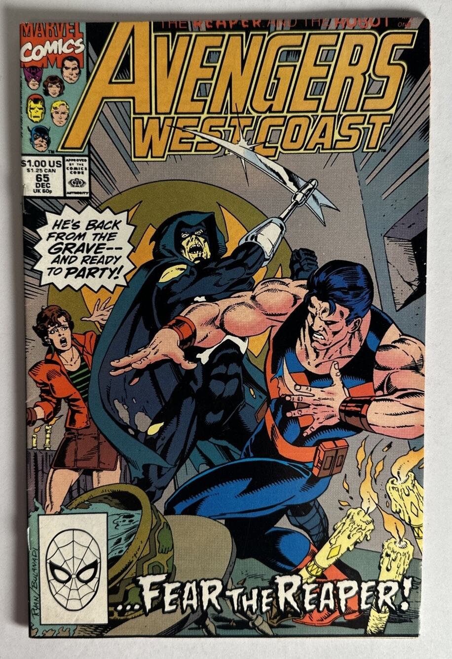 Avengers West Coast #65 Marvel 1990 VF/NM Scarlet Witch Hawkeye John Walker
